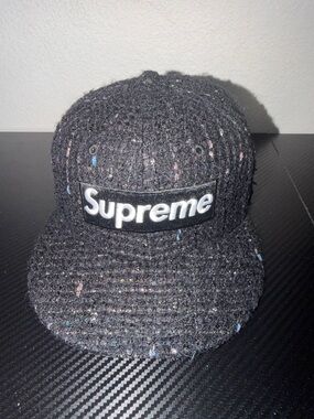 Supreme Black Tweed Box Logo 5-Panel Cap with Speckle